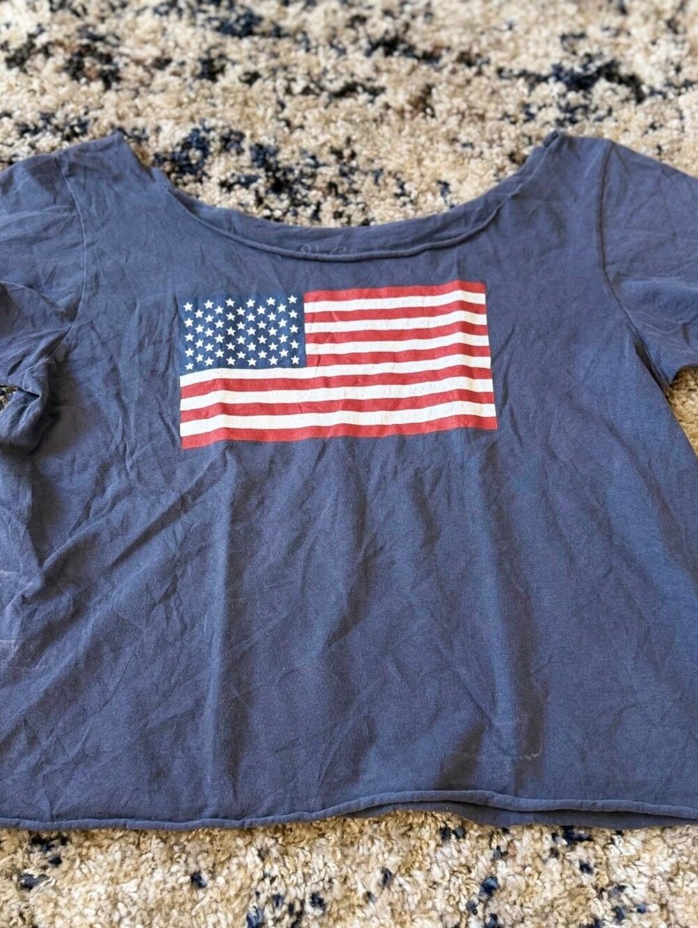 American Flag Scoop Neck Graphic Tee Shirt